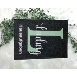 Hausaufgabenheft Hülle Filz Buchstabe Mint Grundschule Schulheft Schutzhülle Umschlag Geschenkidee Einschulung