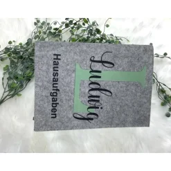 Hausaufgabenheft Hülle Filz Buchstabe Mint Grundschule Schulheft Schutzhülle Umschlag Geschenkidee Einschulung