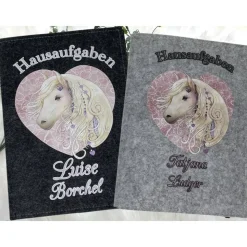 Hausaufgabenheft Hülle Filz Pferd Grundschule Schulheft Schutzhülle Umschlag Geschenkidee Einschulung