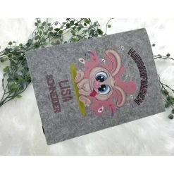 Hausaufgabenheft Hülle Filz Lustiger Hase Grundschule Schulheft Schutzhülle Umschlag Geschenkidee Ei