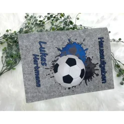Hausaufgabenheft Hülle Filz Fußball Blau Grundschule Schulheft Schutzhülle Umschlag Geschenkidee Einschulung