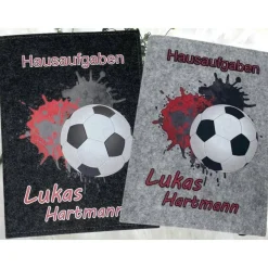 Hausaufgabenheft Hülle Filz Fußball Rot Grundschule Schulheft Schutzhülle Umschlag Geschenkidee Einschu