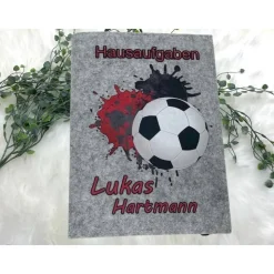 Hausaufgabenheft Hülle Filz Fußball Rot Grundschule Schulheft Schutzhülle Umschlag Geschenkidee Einschu