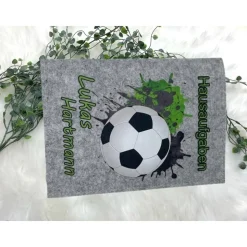 Hausaufgabenheft Hülle Filz Fußball Grün Grundschule Schulheft Schutzhülle Umschlag Geschenkidee Einschu