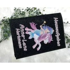 Hausaufgabenheft Hülle Filz Meerjungfrau Grundschule Schulheft Schutzhülle Umschlag Geschenkidee Ei