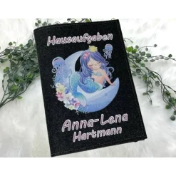 Hausaufgabenheft Hülle Filz Meerjungfrau Grundschule Schulheft Schutzhülle Umschlag Geschenkidee Ei