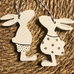 Hübsche Anhänger aus Beton, Motive für Ostern, weiß, handbemalt, 6er Set