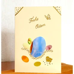 Hübsche Osterkarte als Unikat mit Encaustic-Malerei