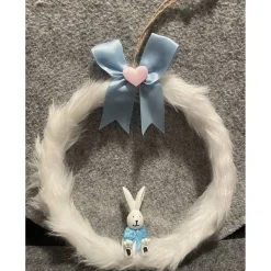 Hübscher Osterkranz mit Schleife, blau weiß, Durchmesser ca 17 cm