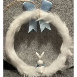 Hübscher Osterkranz mit Schleife, blau weiß, Durchmesser ca 17 cm