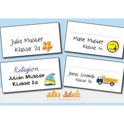 Heftaufkleber für die Schule mit Namen 24 Stk. - Chamäleon | personalisiert