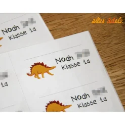 Heftaufkleber für die Schule mit Namen 24 Stk. - Chamäleon | personalisiert