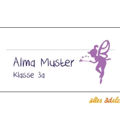 Heftaufkleber für die Schule mit Namen 24 Stk. - kleine Elfe/Fee | personalisiert