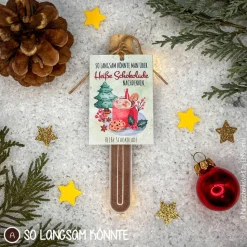 Heiße Schokolade im Reagenzglas aus echter Schweizer Schokolade, Weihnachtsgeschenk, Wichtelgeschenk