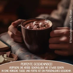 Heiße Schokolade im Reagenzglas aus echter Schweizer Schokolade, Weihnachtsgeschenk, Wichtelgeschenk