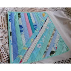 hellblaues Tischset Patchwork Quilt , Platzset Streifen