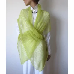 hellgrüne Mohair Stola für Hochzeit, gestrickter Sommer-Schal Frauen, leichtes Schultertuch, Geburtstagsgeschenk für sie