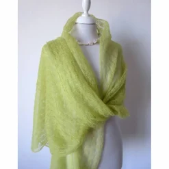 hellgrüne Mohair Stola für Hochzeit, gestrickter Sommer-Schal Frauen, leichtes Schultertuch, Geburtstagsgeschenk für sie