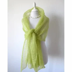 hellgrüne Mohair Stola für Hochzeit, gestrickter Sommer-Schal Frauen, leichtes Schultertuch, Geburtstagsgeschenk für sie