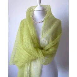 hellgrüne Mohair Stola für Hochzeit, gestrickter Sommer-Schal Frauen, leichtes Schultertuch, Geburtstagsgeschenk für sie