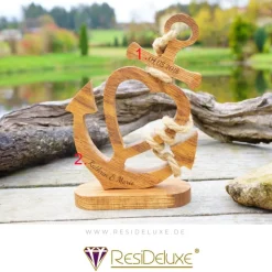 Hera dunkel Anker Holz Personalisiert Gravur Geschenk Hochzeitstag Jahrestag Goldene Hochzeit Silberhochzeit Holzanker