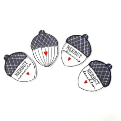 Herbst Deko Eicheln mit Schriftzug zum aufhängen 4er Set