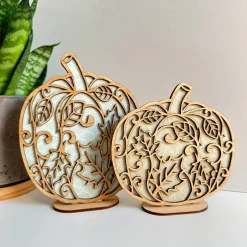 Herbst Deko Kürbis aus Holz, Herbstdeko, Serviettentechnik