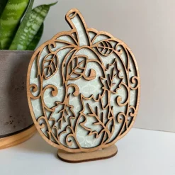 Herbst Deko Kürbis aus Holz, Herbstdeko, Serviettentechnik