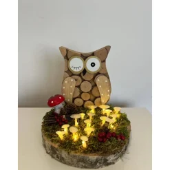 Herbstdeko Herbstgesteck Ledpilze Eule