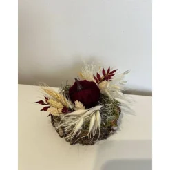 Herbstdeko Herbstgesteck Kürbis Trockenblumen weinrot