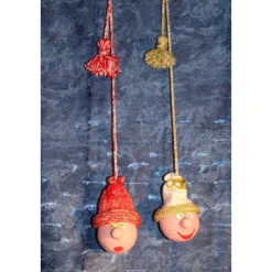 Herbstdeko KUGELWICHTEL QUASTE 2er Set Handgemachte Wichtel aus Kunststoffkugeln für Deine Herbst- oder Winterdekoration