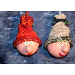 Herbstdeko KUGELWICHTEL SCHLEIFERL 2er Set Handgemachte Wichtel aus Kunststoffkugeln für Deine Herbst- oder Winterdekor