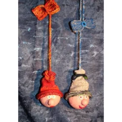 Herbstdeko KUGELWICHTEL SCHLEIFERL 2er Set Handgemachte Wichtel aus Kunststoffkugeln für Deine Herbst- oder Winterdekor