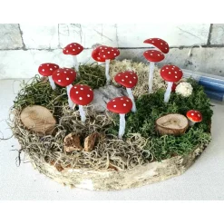 Herbstdeko Leuchtpilze auf 21 cm Baumscheibe