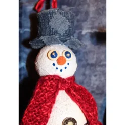 Herbstdeko SCHNEEMANN-DUO ROT/BLAU 2er Set Handgemachte Hängedeko aus Kunststoffkugeln für Deine Winterdeko