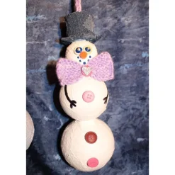 Herbstdeko SCHNEEMANN-DUO 2er Set Handgemachte Hängedeko aus Kunststoffkugeln für Deine Winterdeko oder Weihnachtsdeko