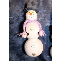 Herbstdeko SCHNEEMANN-DUO 2er Set Handgemachte Hängedeko aus Kunststoffkugeln für Deine Winterdeko oder Weihnachtsdeko