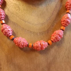 Herbstfeuer - Glasperlenkette aus Lampionperlen der 1930er