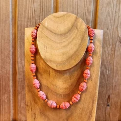 Herbstfeuer - Glasperlenkette aus Lampionperlen der 1930er