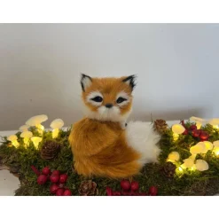 Herbstgesteck Herbstdeko Ledpilze Fuchs Baumrinde