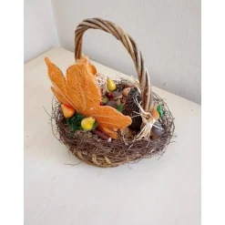 Herbstliche Tischdeko Igel im Korb – Unikat Deko 20x20 cm für den Herbst