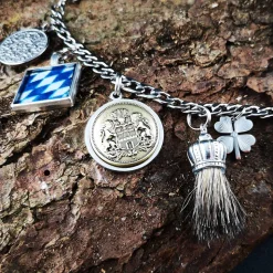 Herren-Charivari aus Edelstahl, Trachtenschmuck, 1- reihig, Hirsch