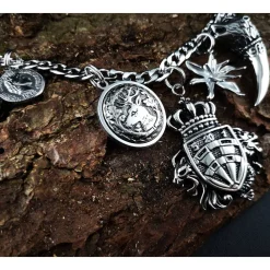 Herren-Charivari aus Edelstahl, Trachtenschmuck, 1- reihig, Wappen