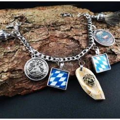 Herren-Charivari aus Edelstahl, Trachtenschmuck, 1- reihig, Bayern