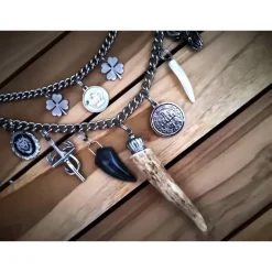 Herren-Charivari aus Edelstahl, Trachtenschmuck, 2- reihig, Fredl