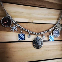 Herren-Charivari aus Edelstahl, Trachtenschmuck, 1- reihig, Löwe