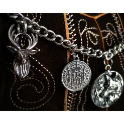 Herren-Charivari aus Edelstahl, Trachtenschmuck, 1- reihig, Wolfi