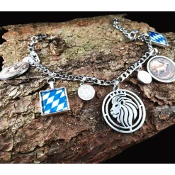 Herren-Charivari aus Edelstahl, Trachtenschmuck, 1- reihig, Löwe