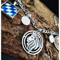 Herren-Charivari aus Edelstahl, Trachtenschmuck, 1- reihig, Löwe