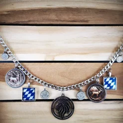 Herren-Charivari aus Edelstahl, Trachtenschmuck, 1- reihig, Löwe